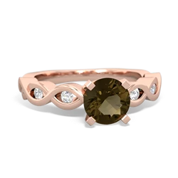 Smoky Quartz Infinity 6Mm Round Engagement 14K Rose Gold ring R26316RD