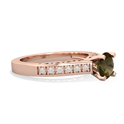 Smoky Quartz Art Deco Engagement 6Mm Round 14K Rose Gold ring R26356RD