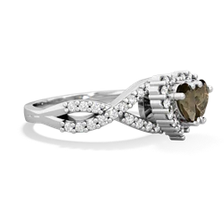 Smoky Quartz Diamond Twist 'One Heart' 14K White Gold ring R2640HRT