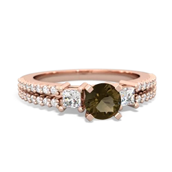 Smoky Quartz Classic 5Mm Round Engagement 14K Rose Gold ring R26435RD