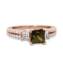 Smoky Quartz Classic 5Mm Square Engagement 14K Rose Gold ring R26435SQ