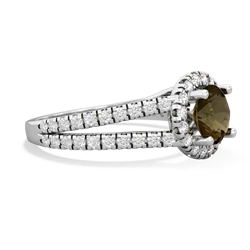 Smoky Quartz Pave Halo 14K White Gold ring R5490