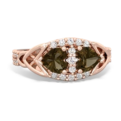 Smoky Quartz Sparkling Celtic Knot 14K Rose Gold ring R2645