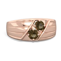 Smoky Quartz Men's Streamline 14K Rose Gold ring R0460