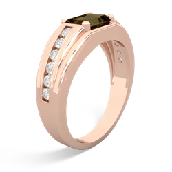 Smoky Quartz Men's Diamond Channel 14K Rose Gold ring R0500