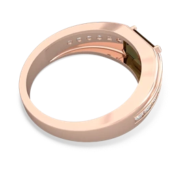 Smoky Quartz Men's Diamond Channel 14K Rose Gold ring R0500