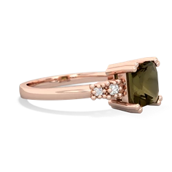 Smoky Quartz Art Deco Princess 14K Rose Gold ring R2014