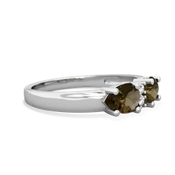 Smoky Quartz Pear Bowtie 14K White Gold ring R0865