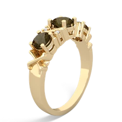 Smoky Quartz Hugs And Kisses 14K Yellow Gold ring R5016