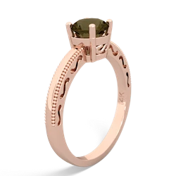 Smoky Quartz Milgrain Filigree 14K Rose Gold ring R5090