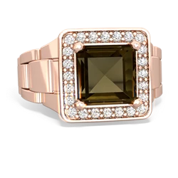 Smoky Quartz Men's Watch 14K Rose Gold ring R0510