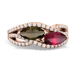 Smoky Quartz Diamond Rivers 14K Rose Gold ring R3070