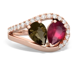 Smoky Quartz Nestled Heart Keepsake 14K Rose Gold ring R5650