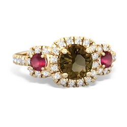 Smoky Quartz Regal Halo 14K Yellow Gold ring R5350