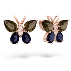 Smoky Quartz Butterfly 14K Rose Gold earrings E2215