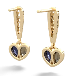 Smoky Quartz Filligree Heart 14K Yellow Gold earrings E5070