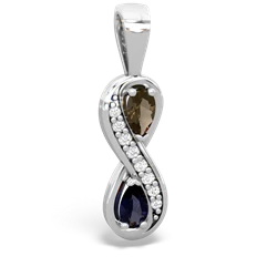 Smoky Quartz Diamond Infinity 14K White Gold pendant P5390