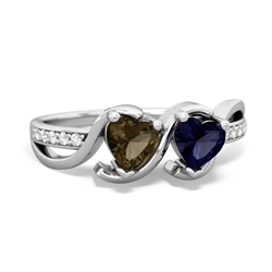 Smoky Quartz Side By Side 14K White Gold ring R3090