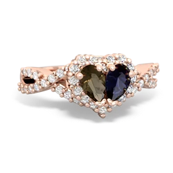 Smoky Quartz Diamond Twist 'One Heart' 14K Rose Gold ring R2640HRT