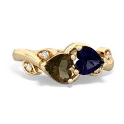 Smoky Quartz Floral Elegance 14K Yellow Gold ring R5790