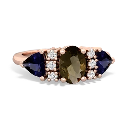 Smoky Quartz Antique Style Three Stone 14K Rose Gold ring R2186