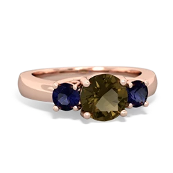 Smoky Quartz Three Stone Round Trellis 14K Rose Gold ring R4018