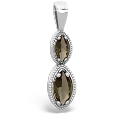 Smoky Quartz Antique-Style Halo 14K White Gold pendant P5700