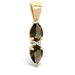 Smoky Quartz Bowtie Drop 14K Yellow Gold pendant P0865