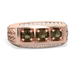 Opal Three Stone Tire Tread Men's 14K Rose Gold ring R0520