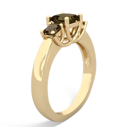 Lab Sapphire Three Stone Trellis 14K Yellow Gold ring R4015