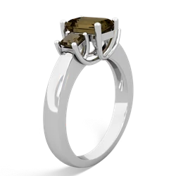 London Topaz Three Stone Emerald-Cut Trellis 14K White Gold ring R4021