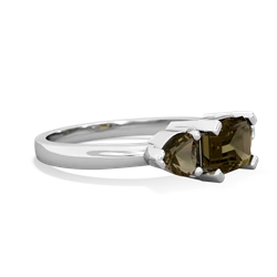 Smoky Quartz Three Stone 14K White Gold ring R5235