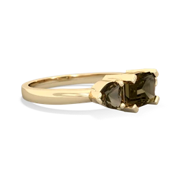 Smoky Quartz Three Stone 14K Yellow Gold ring R5235