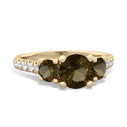 Lab Sapphire Pave Trellis 14K Yellow Gold ring R5500