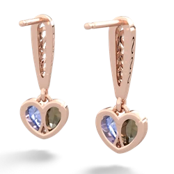 Smoky Quartz Filligree Heart 14K Rose Gold earrings E5070