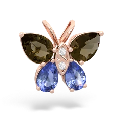 Smoky Quartz Butterfly 14K Rose Gold pendant P2215