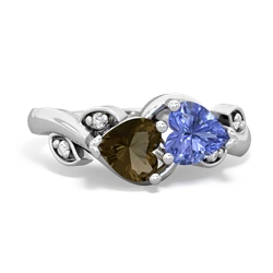 Smoky Quartz Floral Elegance 14K White Gold ring R5790