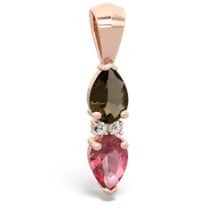 Smoky Quartz Bowtie Drop 14K Rose Gold pendant P0865