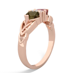 Smoky Quartz Celtic Knot Double Heart 14K Rose Gold ring R5040