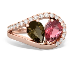 Smoky Quartz Nestled Heart Keepsake 14K Rose Gold ring R5650