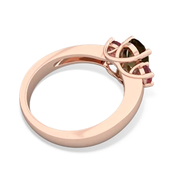 Smoky Quartz Three Stone Oval Trellis 14K Rose Gold ring R4024