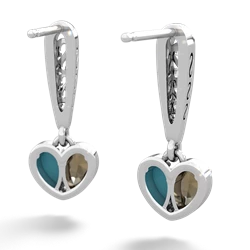 Smoky Quartz Filligree Heart 14K White Gold earrings E5070