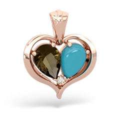 Smoky Quartz Two Become One 14K Rose Gold pendant P5330