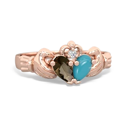 Smoky Quartz 'Our Heart' Claddagh 14K Rose Gold ring R2388