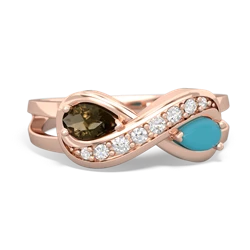 Smoky Quartz Diamond Infinity 14K Rose Gold ring R5390