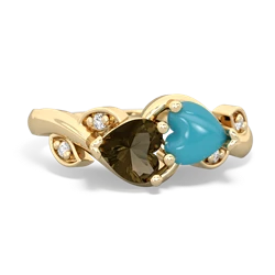 Smoky Quartz Floral Elegance 14K Yellow Gold ring R5790