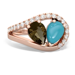 Smoky Quartz Nestled Heart Keepsake 14K Rose Gold ring R5650