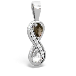 Smoky Quartz Diamond Infinity 14K White Gold pendant P5390