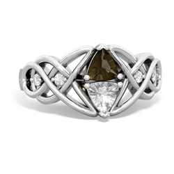 Smoky Quartz Keepsake Celtic Knot 14K White Gold ring R5300