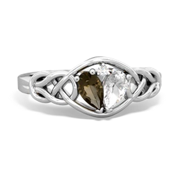 Smoky Quartz Celtic Love Knot 14K White Gold ring R5420